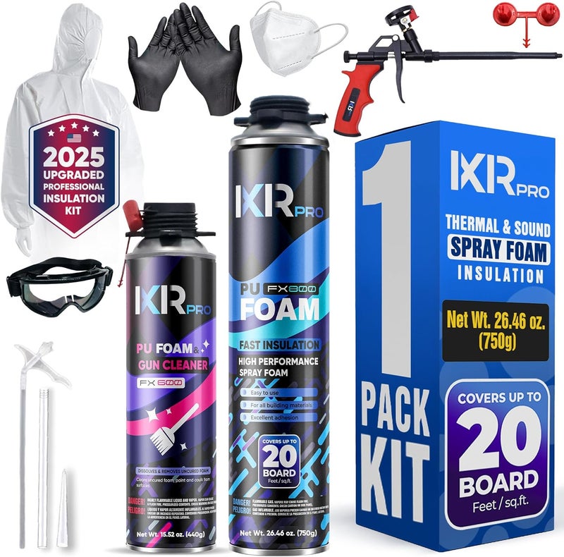 ixirpro Spray Foam Insulation Kit (1 PK Kit-26.46oz) Expanding Sealant, Closed Cell Spray Foam Heat Acoustic Insulation, High Density, Cleaner, Gun - Image 1